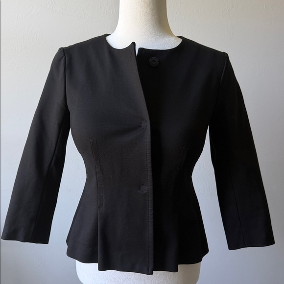 BANANA REPUBLIC Women’s Ponte Peplum Jacket Black Blazer Size 0 - Picture 2 of 16